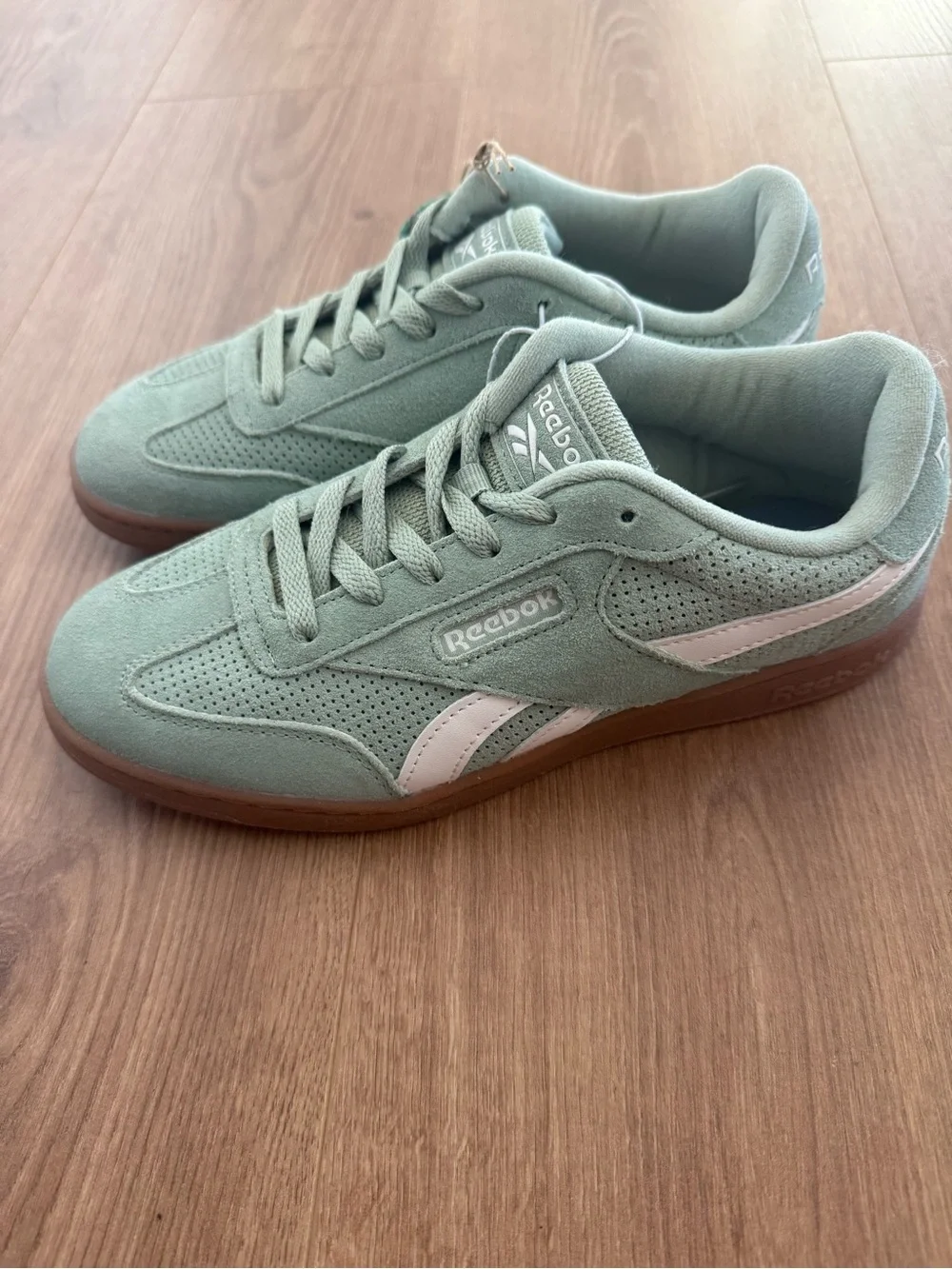 Reebok Suede Sneakers - Sage Green with Brown Gum Sole